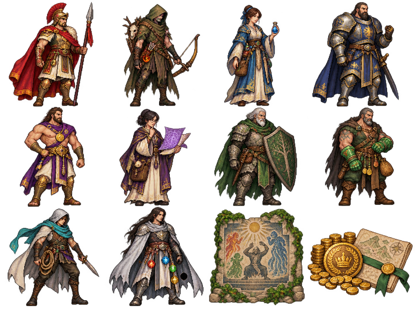 Ten former human adventurers and two memory props